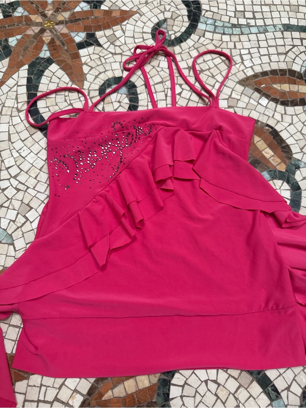 Women’s Hot Pink Ruffle Cami Top with Embellished Detail
